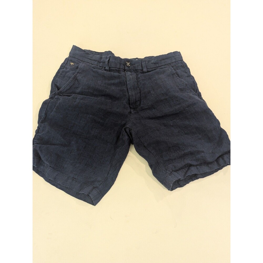 Porter & Ash Mens Linen Shorts 30 Flat Front Zip Fly Sustainable Blue $68 NEW